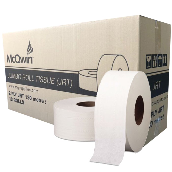 Virgin Pulp 2ply Embossed Jumbo Roll Tissue 85mm x 130m 12rolls