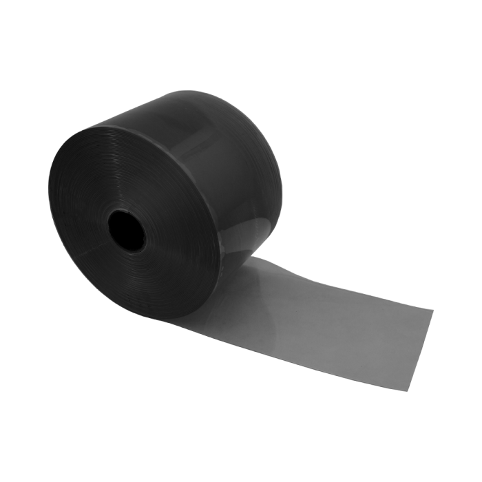 Flat Clear Black PVC Strip Roll 200mm x 2mm x 50m