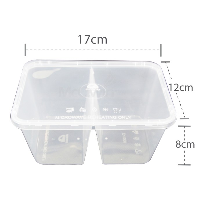 CB 1000 D 2 Compartment Food Container with Lid - 500PCS @ www ...