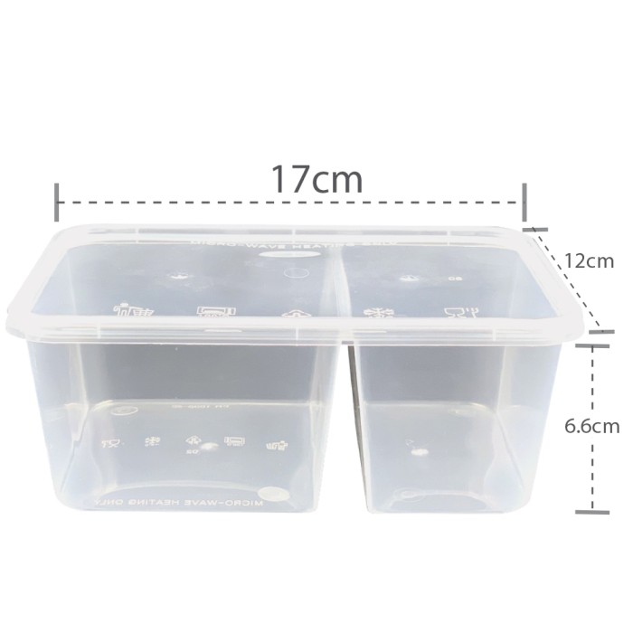 2 Compartment Food Container with Lid (DS1000) 250pcs @ www.mqsupplies.com