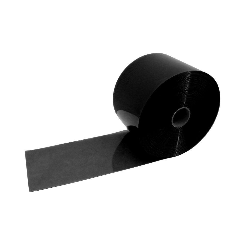 Flat Solid Black PVC Strip Roll 200mm x 2mm x 50m
