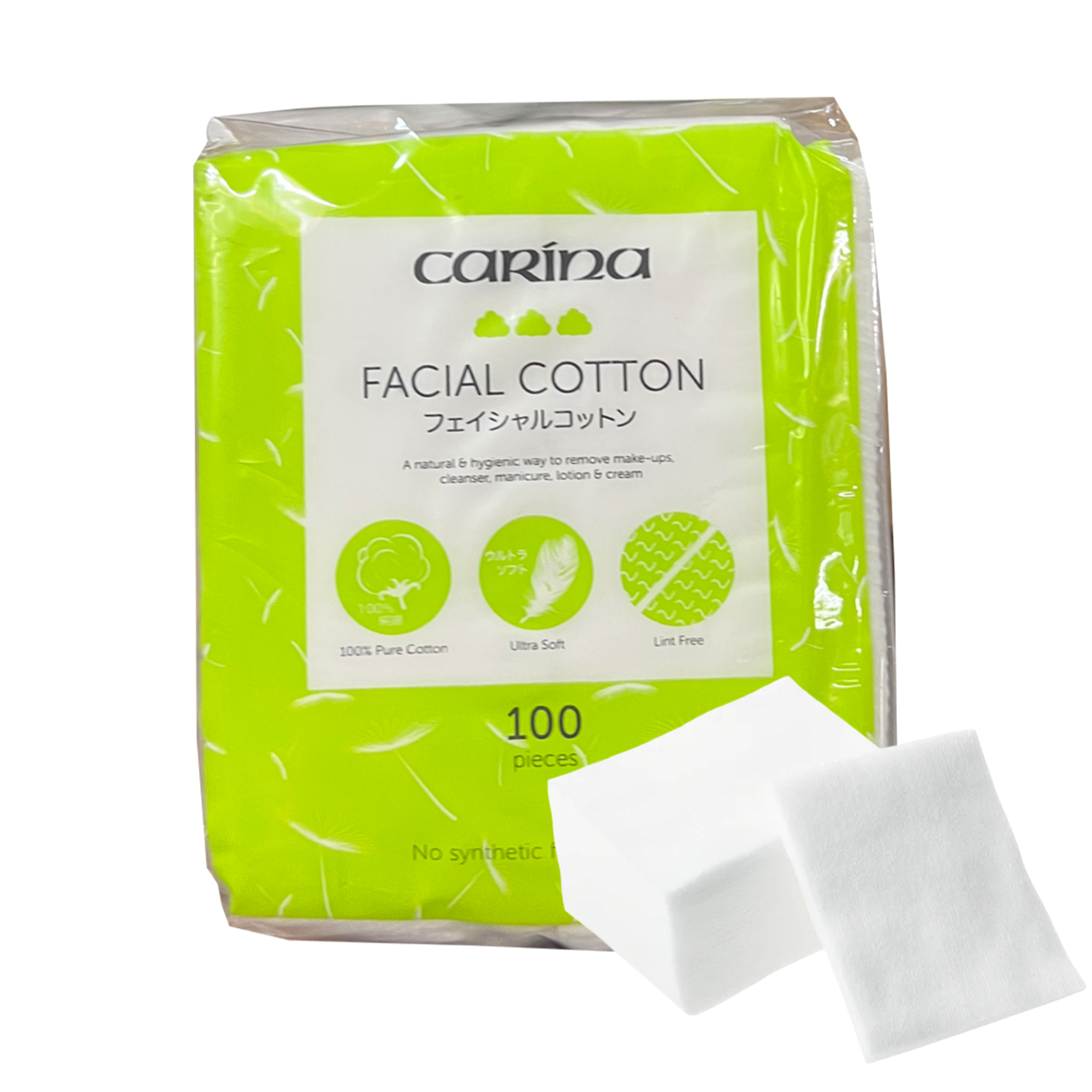 Carina Facial Cotton (Pure Cotton) - 100's x 2Pkts x 72Bundles