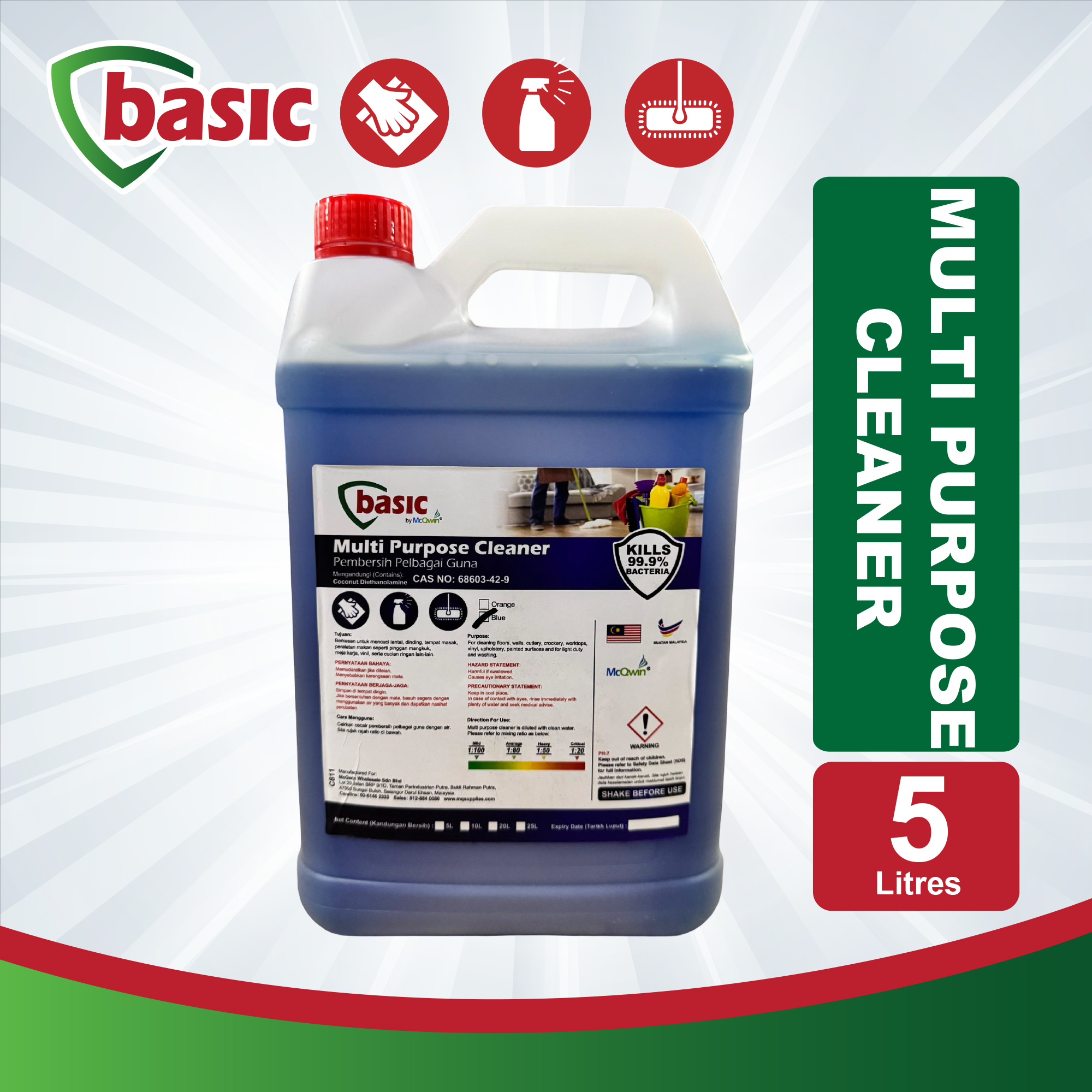 Basic H Cleanrer Basic Multi Purpose Cleaner 5L@ www.mqsupplies.com